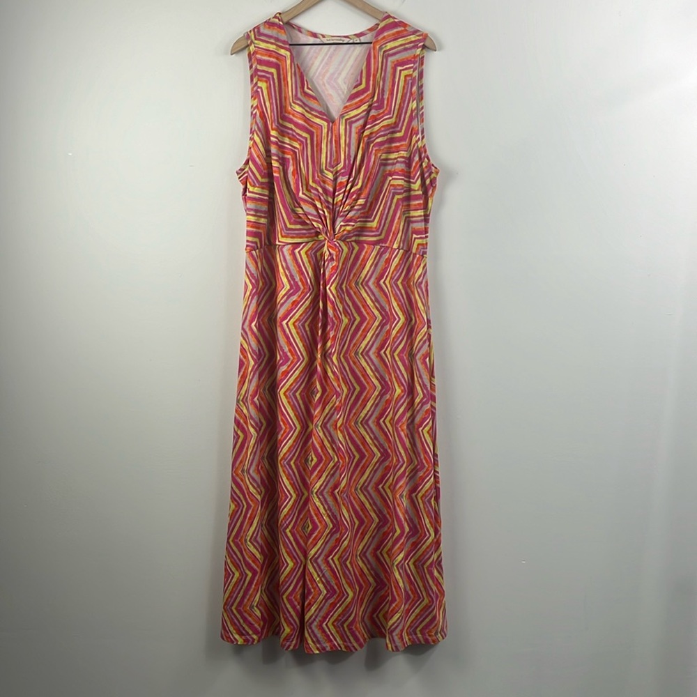 Soft Surroundings Multicolor Chevron Twist Front Sleeveless Maxi Dress Size 2X